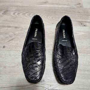 Authentic Prada Textured Leather Loafers